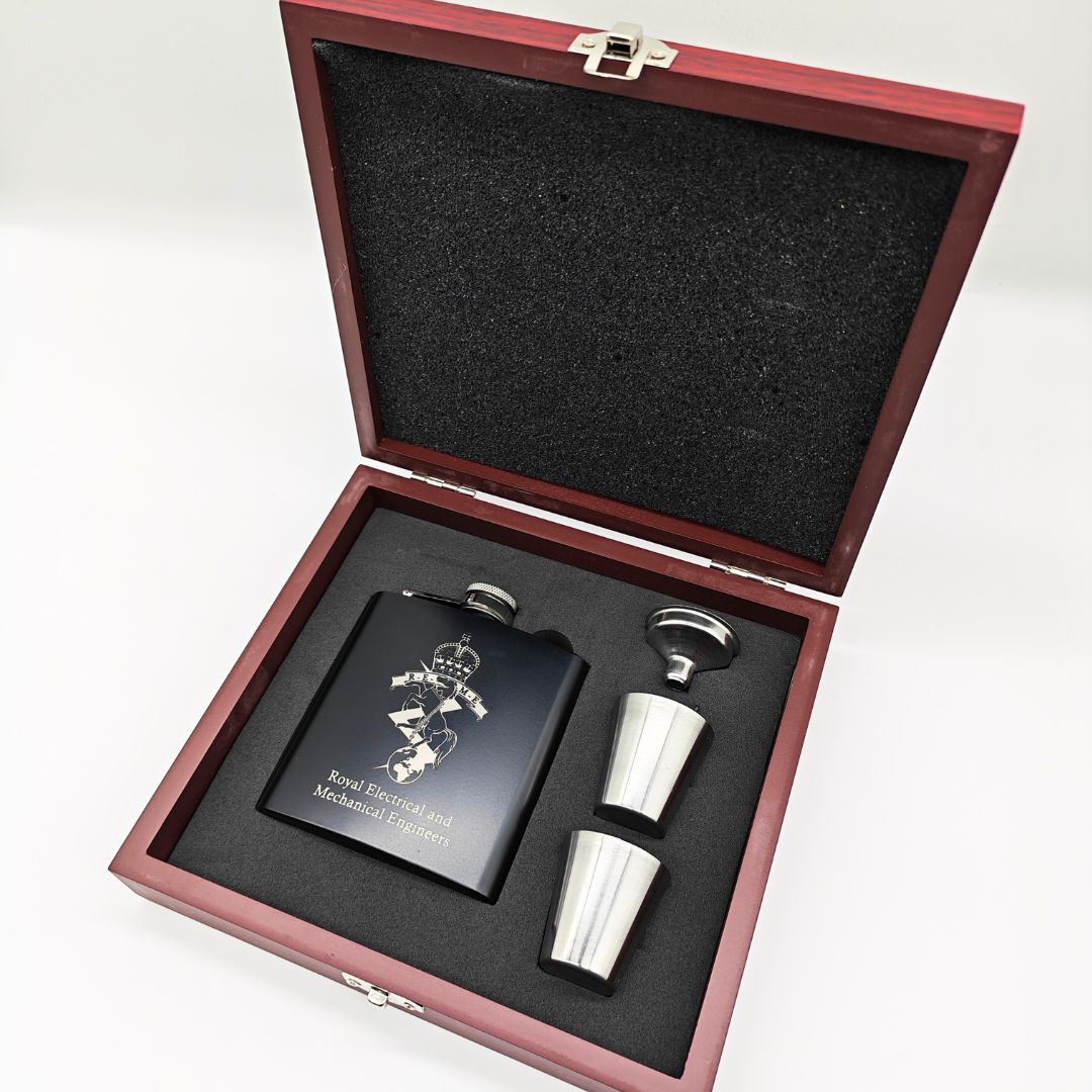 REME Hipflask & Two Thimble Cups