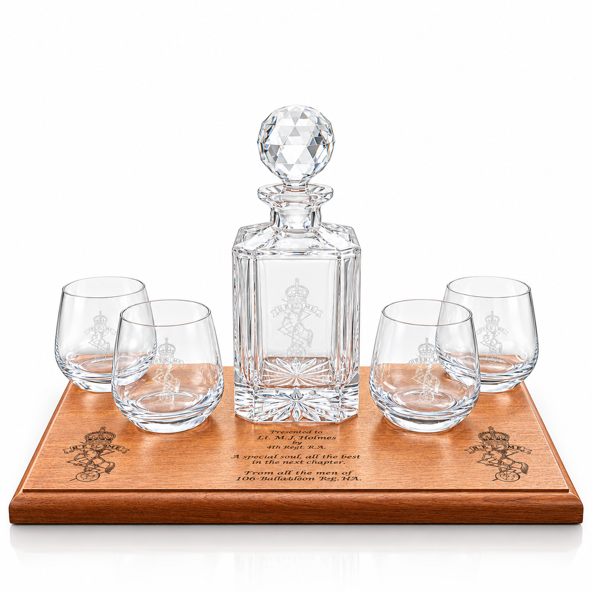 REME Decanter and 4 Glasses