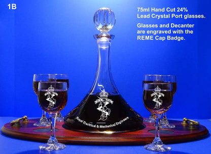 REME Port Decanter, 6 Glasses & Presentation Tray
