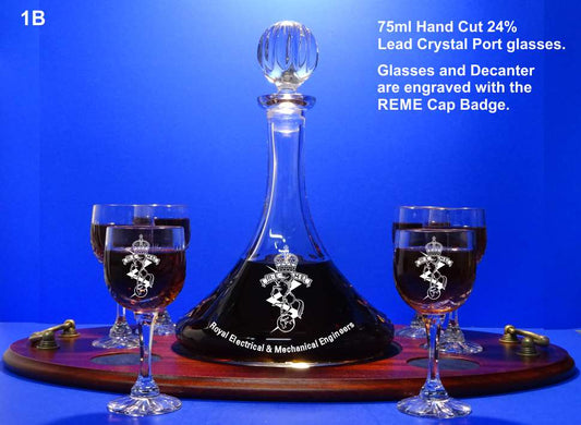 REME Port Decanter, 6 Glasses & Presentation Tray