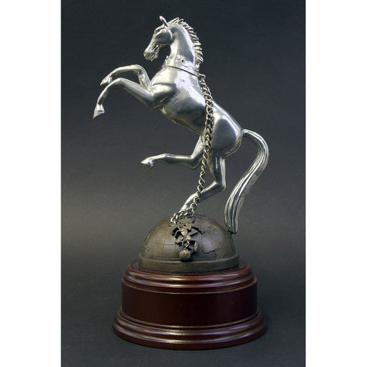 Horse On Globe Bronze Base