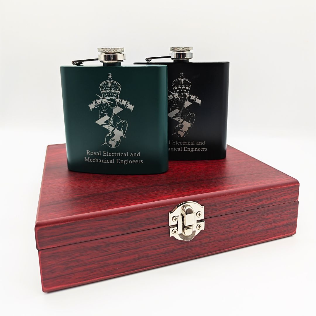 REME Hipflask & Two Thimble Cups