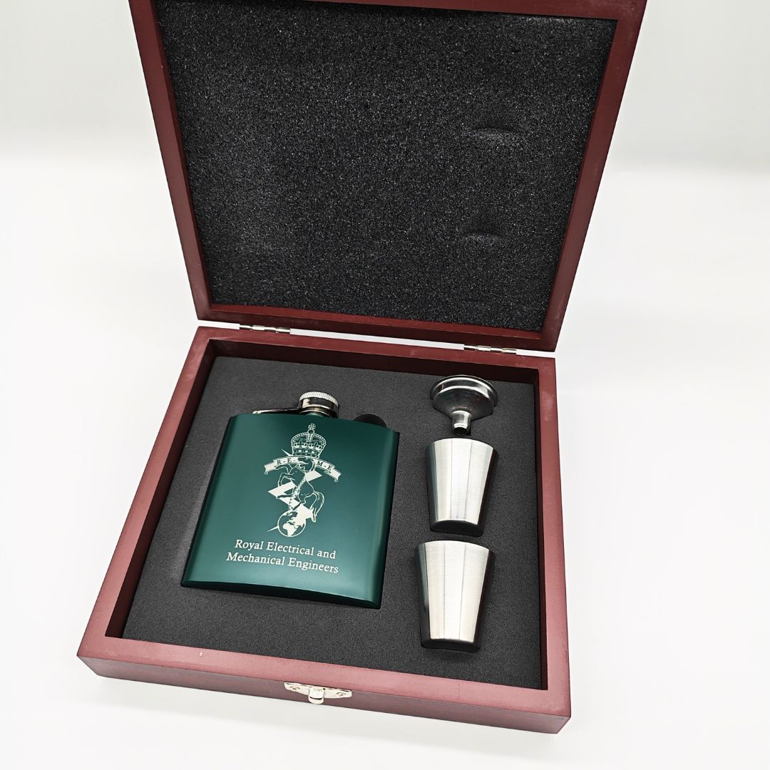 REME Hipflask & Two Thimble Cups