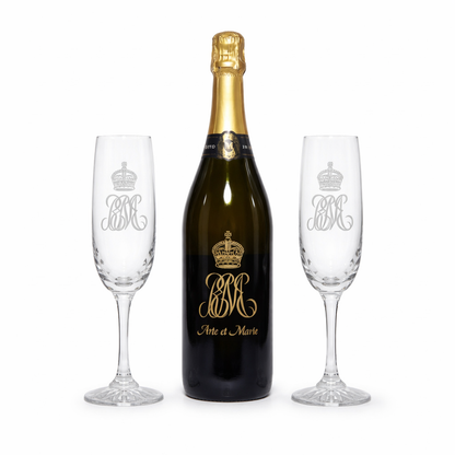 Prosecco & 2 Champagne Glasses