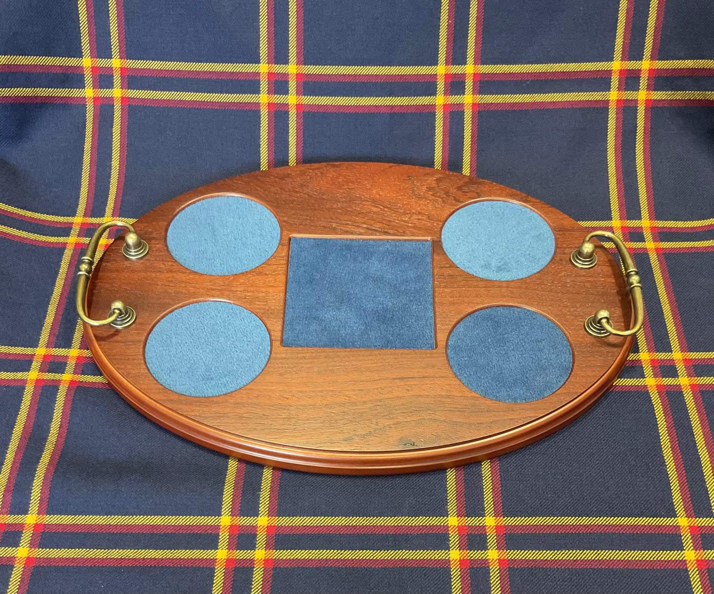 Wooden Serving Tray For a Whisky or Brandy 5 Piece Crystal Set