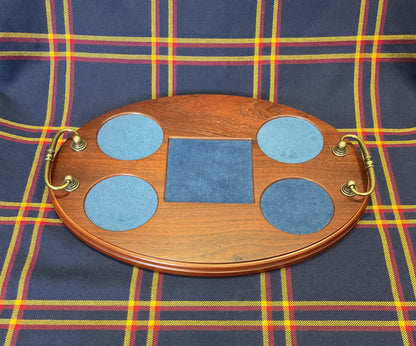Wooden Serving Tray For a Whisky or Brandy 5 Piece Crystal Set