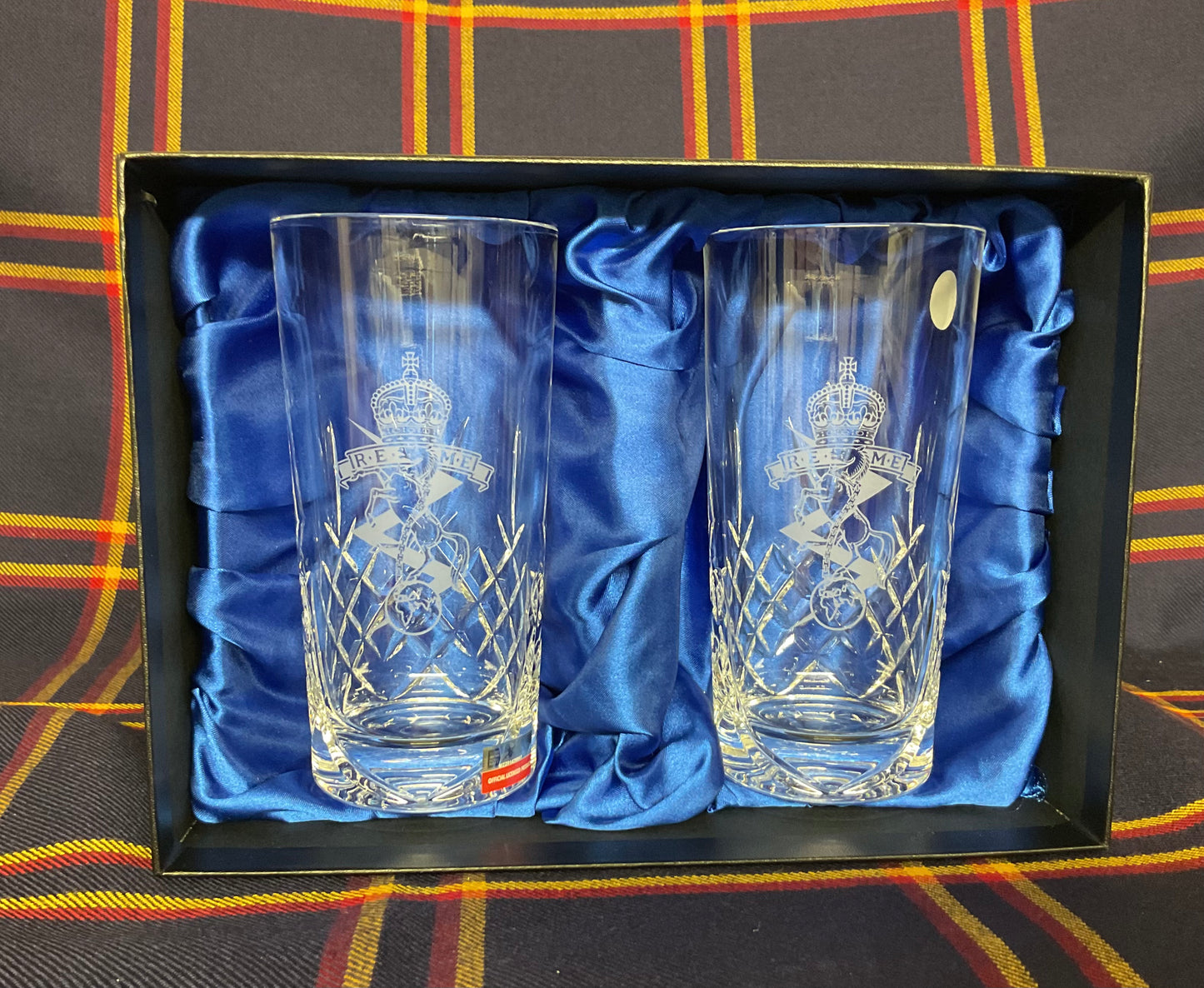 REME Tall Crystal Cut Glasses Boxed