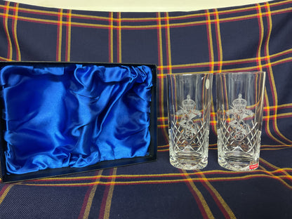 REME Tall Crystal Cut Glasses Boxed