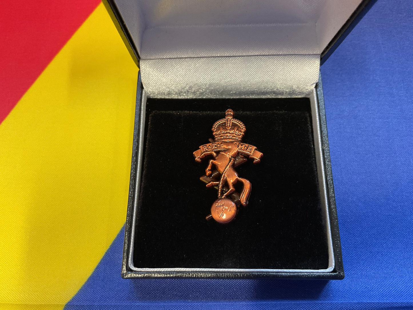 REME Antique Finish Brooches