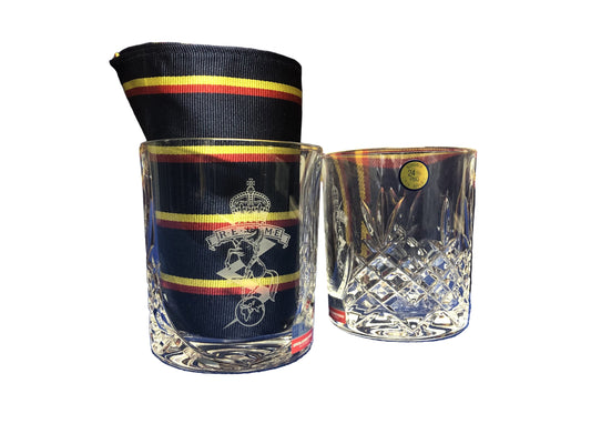 REME Bohemia Engraved Crystal Cut Whisky Glasses Boxed