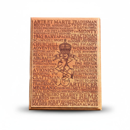 REME Wooden Presentation Plaque