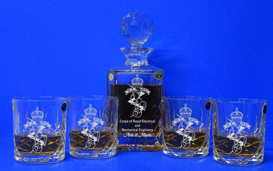 REME Bohemia Crystal Decanter & 4 Matching Glasses