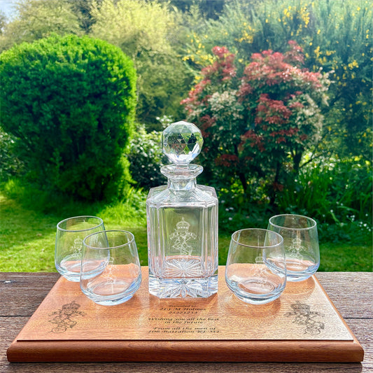 REME Decanter and 4 Glasses
