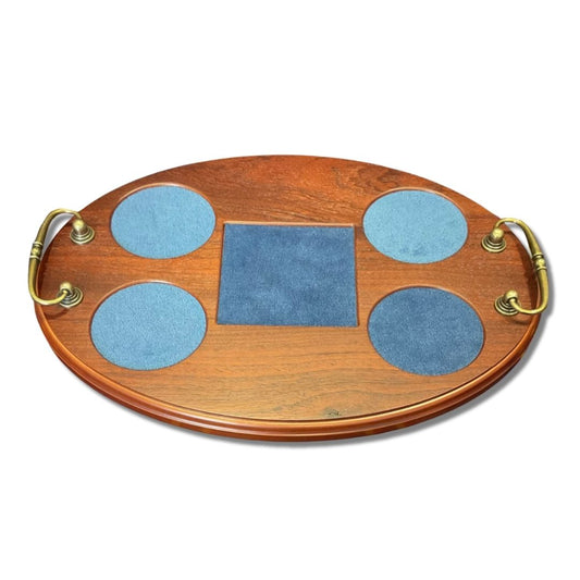 Wooden Serving Tray For a Whisky or Brandy 5 Piece Crystal Set