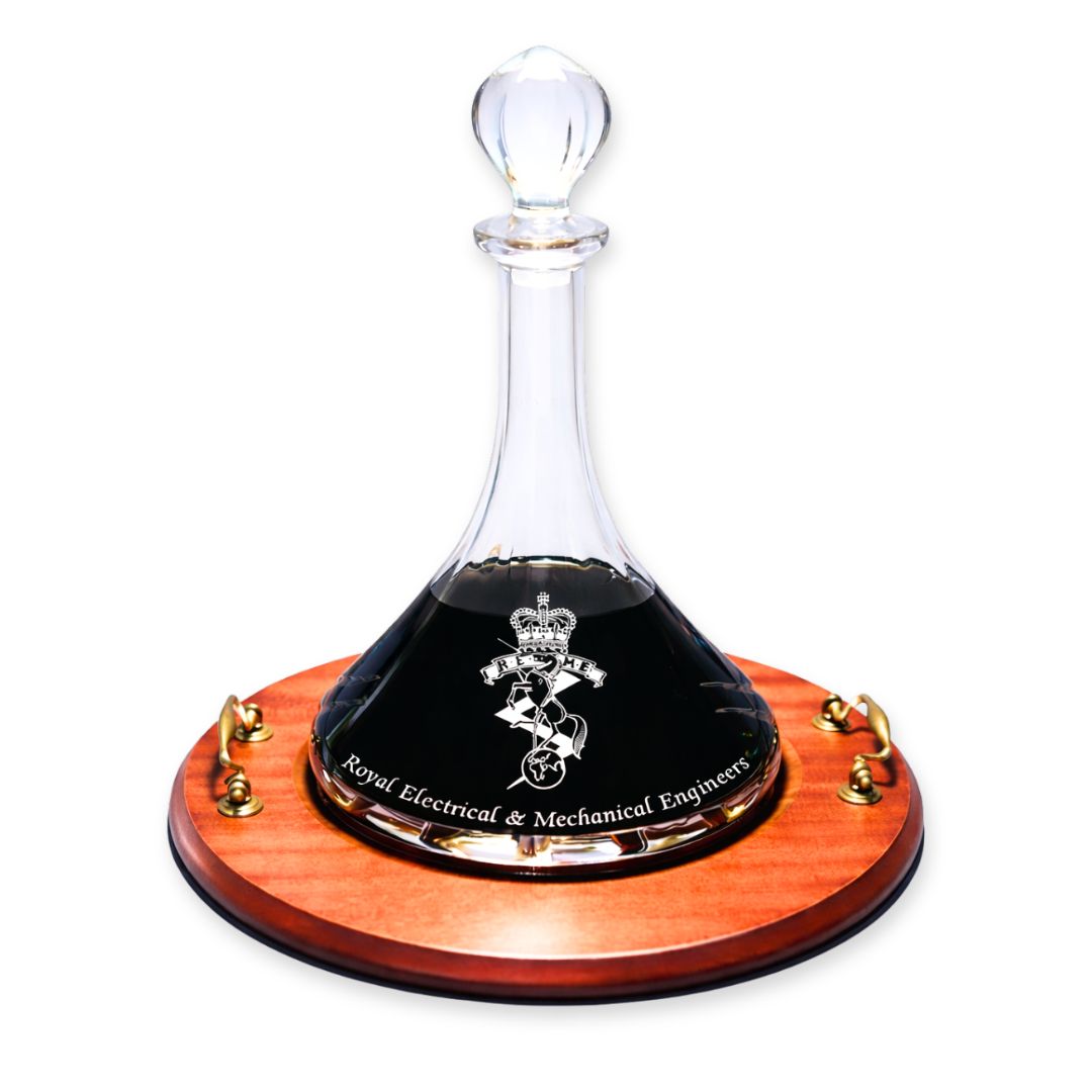 REME Crystal Cut Port (Ships) Decanter with Tray