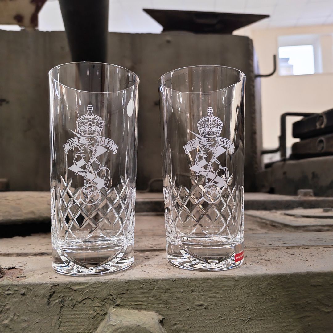 REME Tall Crystal Cut Glasses Boxed