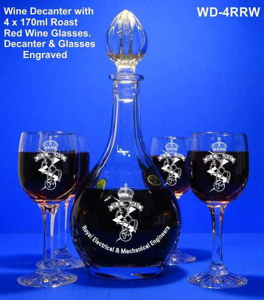 REME Crystal Wine Decanter with 4 Glasses