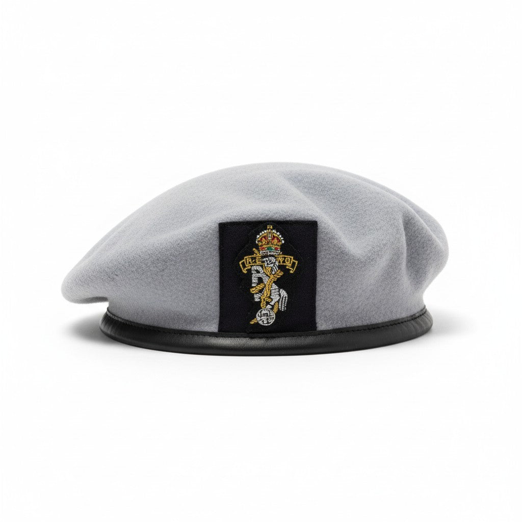 REME Beret (Light Blue) with Sewn on Navy Cloth Capbadge