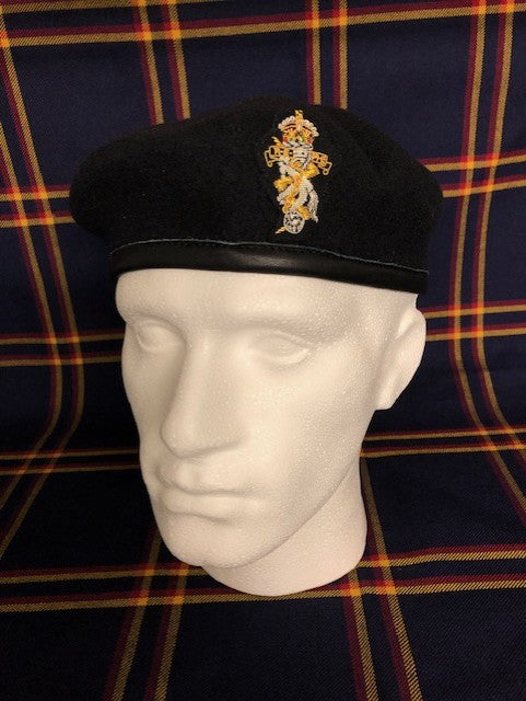 REME Beret with Sewn on Navy Cloth Capbadge