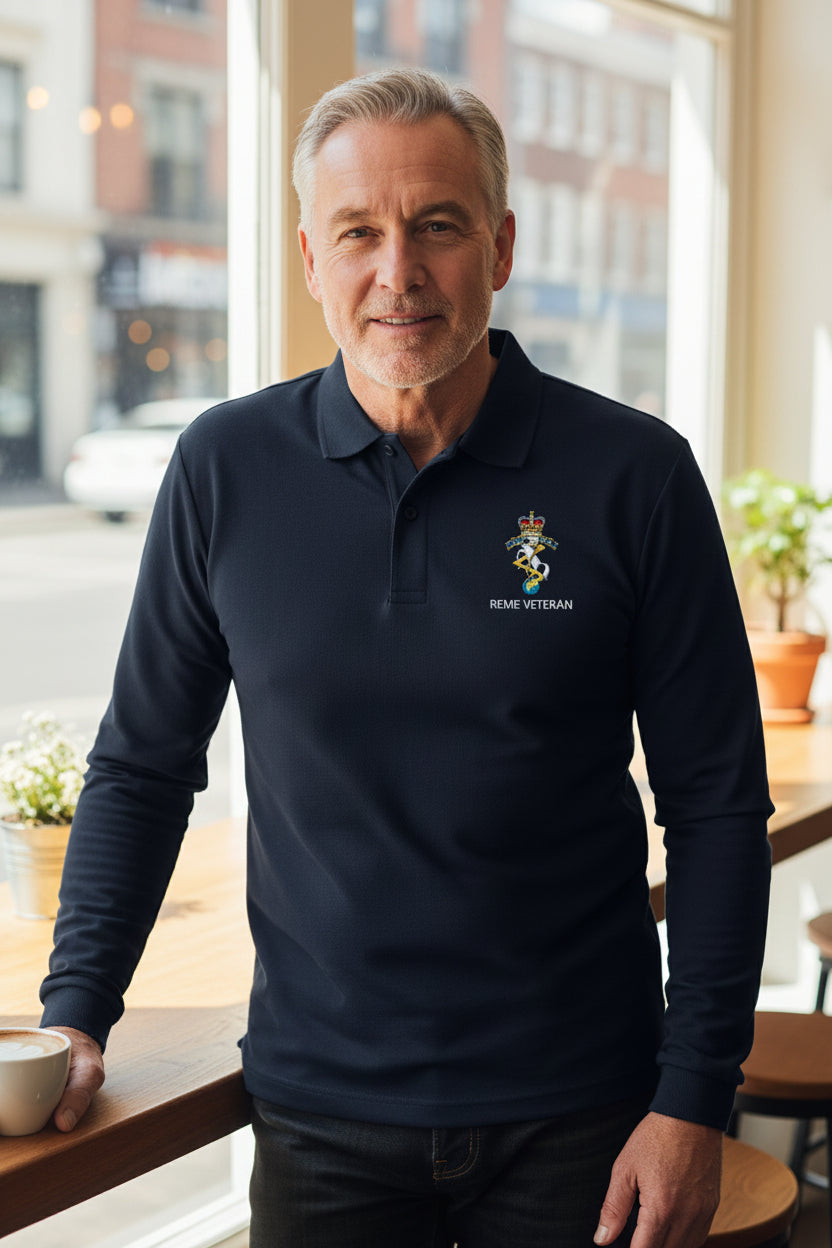 REME Veteran Polo Shirt - Navy Long Sleeve