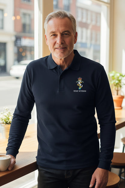 REME Veteran Polo Shirt - Navy Long Sleeve